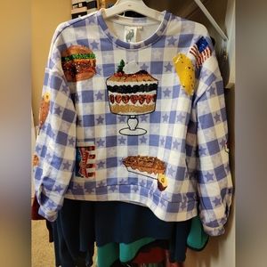 QUEEN OF SPARKLES Blue and White Checkered Top